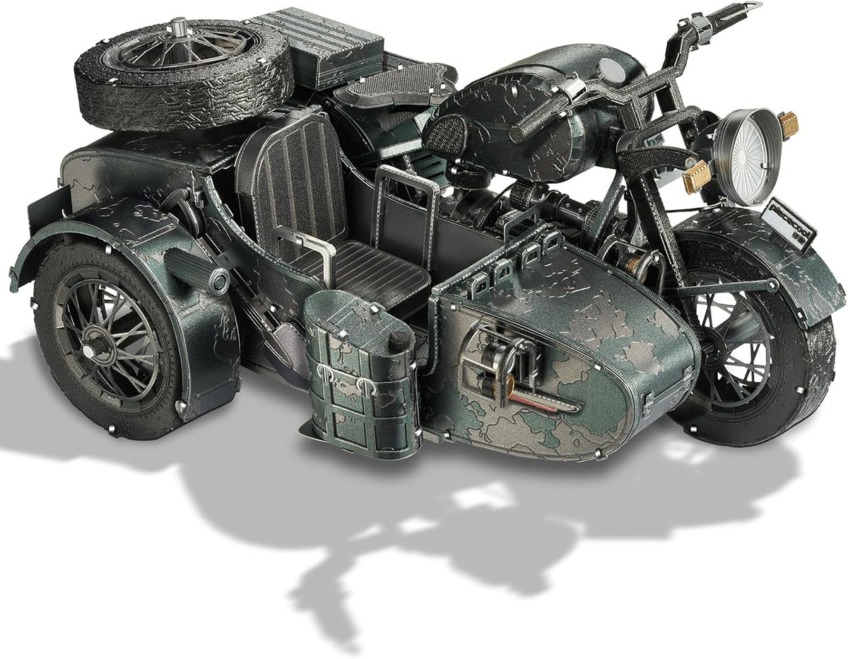 Piececool - Rompecabezas 3D para adultos, kits de construcción de modelos de metal de motocicleta con sidecar para tiempo en familia, artes y manualidades de sidecar para armar uno mismo, los mejores