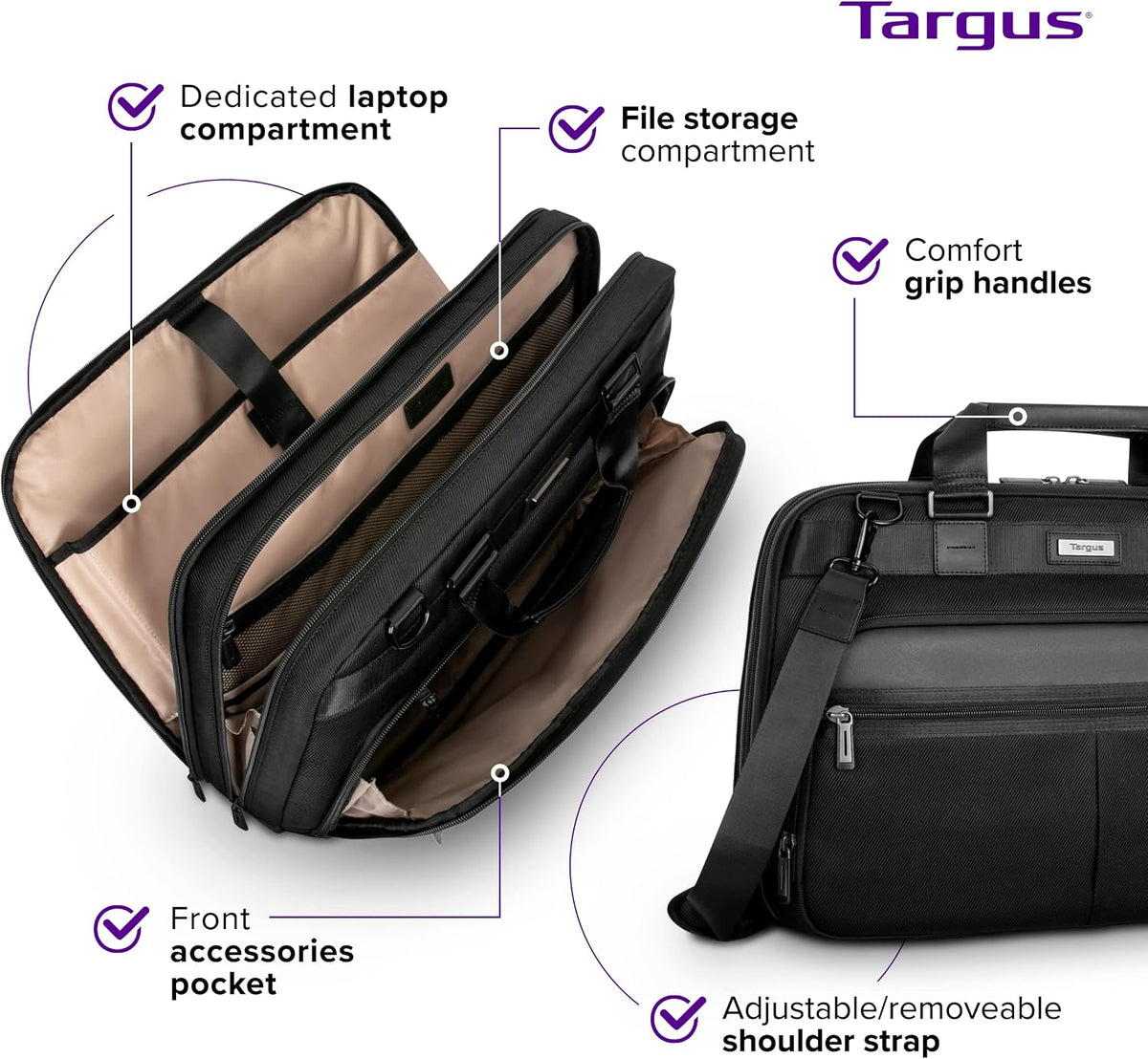 Targus Mobile Elite - Bolsa para portátil de 15.4 pulgadas, compatible con controles de seguridad, tipo topload, negra (TBT045US)