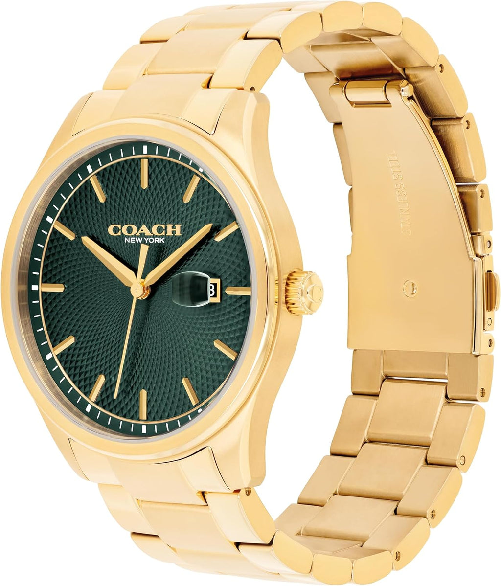 COACH Reloj Oliver 3H de cuarzo para hombre, tamaño de caja de 1.614 in, pulsera de acero inoxidable, visualización de fecha, clásico para todos los días, regalo para él