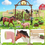 35 piezas Figuras de Animales de Granja, Juguetes de Caballería y Establo para Juegos de Granja para Niños de 3+