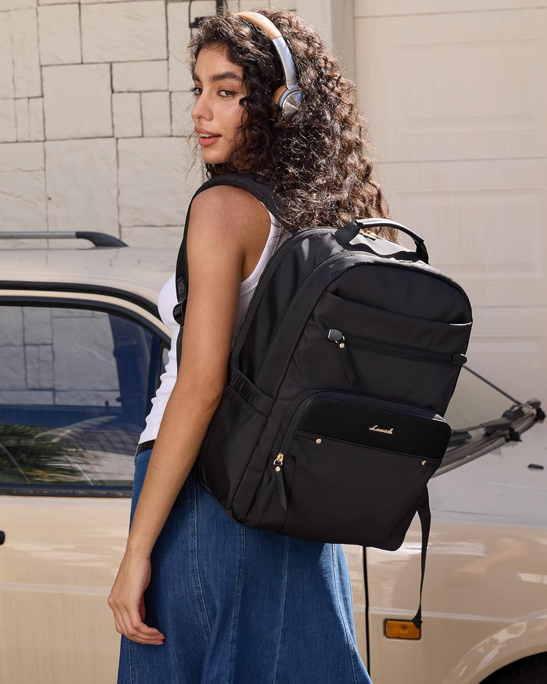 LOVEVOOK Mochila para laptop para mujer con 2 bolsillos extragrande...
