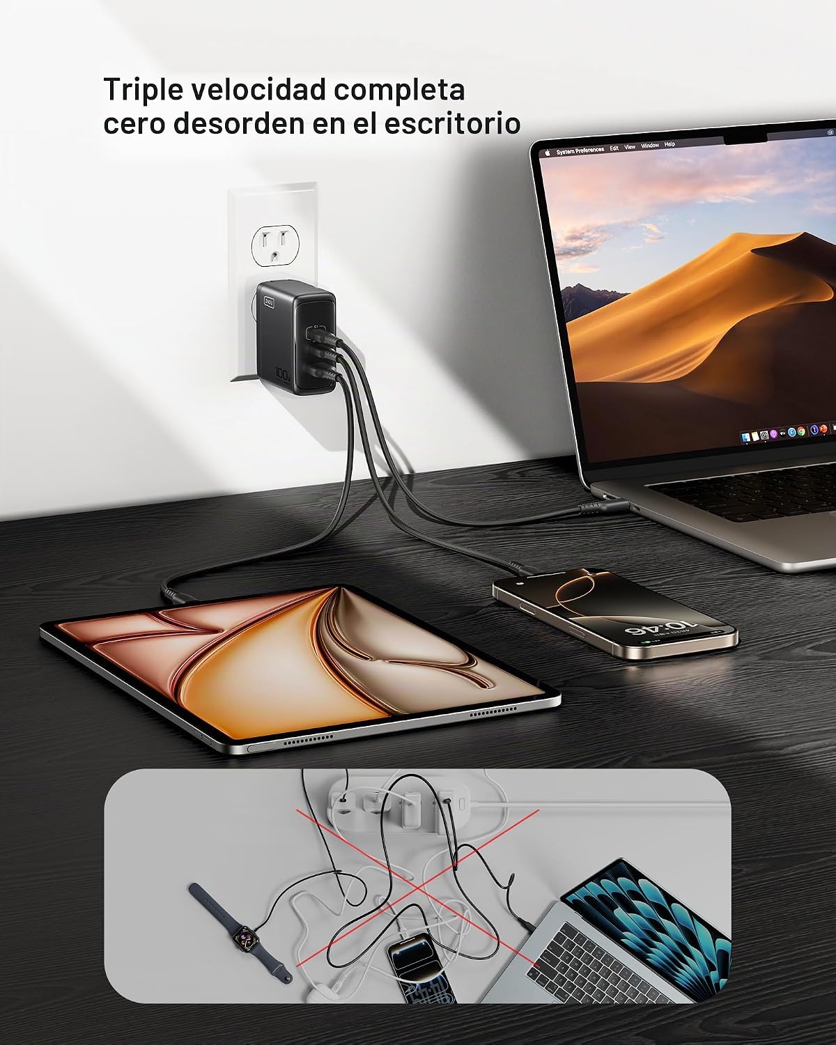 INIU Cargador del ordenador portátil del USB C de 100W, bloque de carga