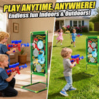 Juego de disparos con dinosaurios, 2 lanzadores de bomba de aire con diversión de apuntar, 3 temas de dinosaurios y 4 puntos de puntuación de objetivo, 24 bolas de espuma, juguete de regalo para niños
