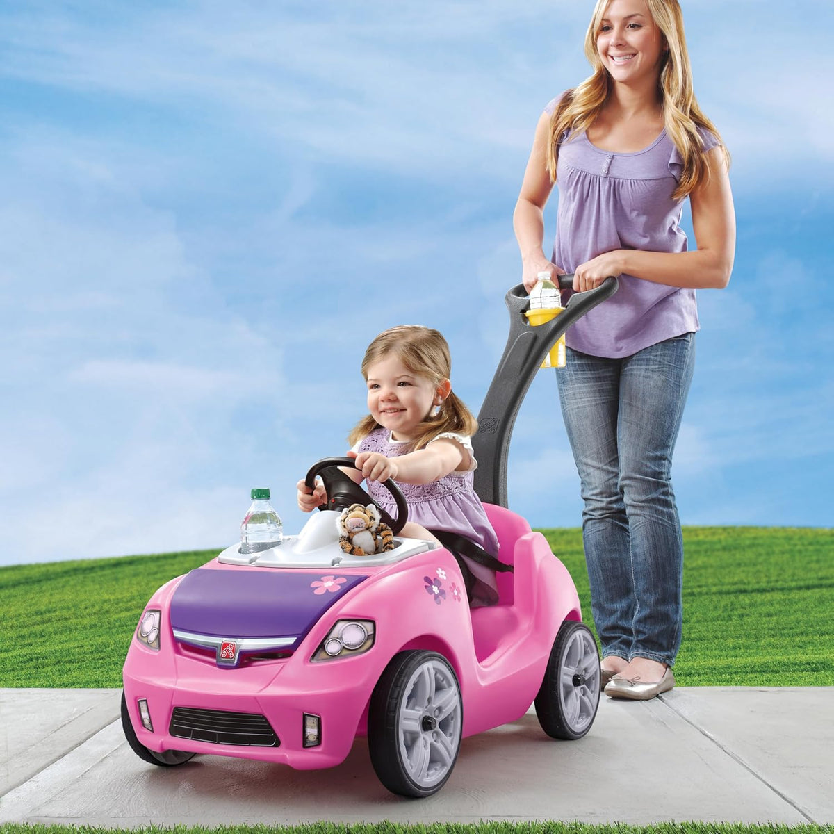 Step2 Whisper Ride II Kids Push Cars, Ride en Car, Seat Belt, Horn, Toddlers Ages 1.5 – 4 Years Old, Max Weight 50 lbs., Quick Storage, Stroller Substitute, Pink