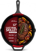Utopia Kitchen - Sartén de hierro fundido de 12 pulgadas, pre-sazonado, sin PFAS, color negro