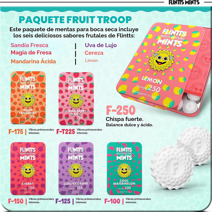 Flintts Mints Fruit Troop - Mentas sin azúcar que hacen agua la boc...