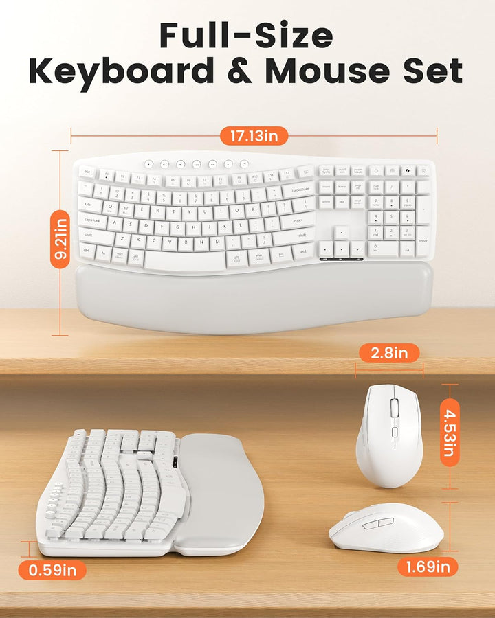 Combo de teclado y mouse inalámbricos blancos para MacBook y Window...