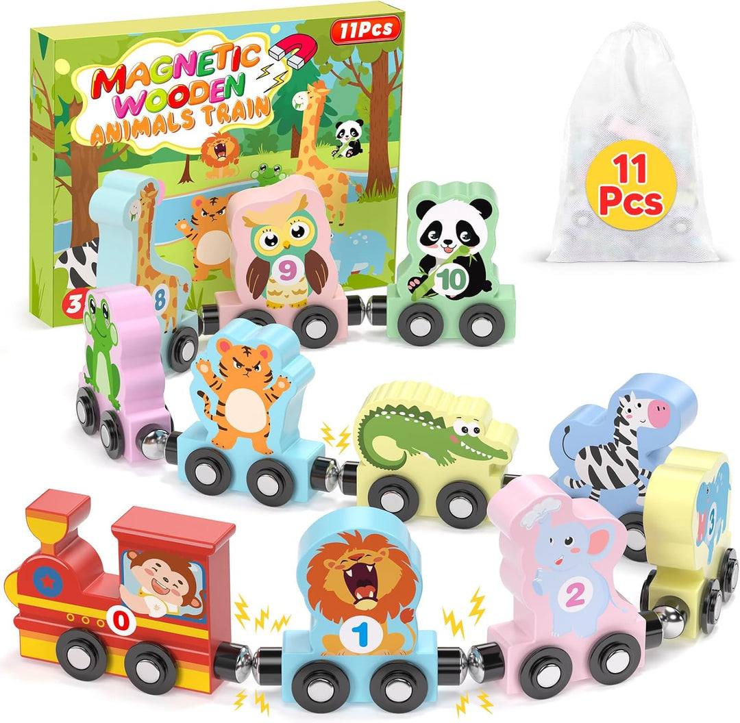 Juego de 11 piezas de tren magnético Montessori para niños