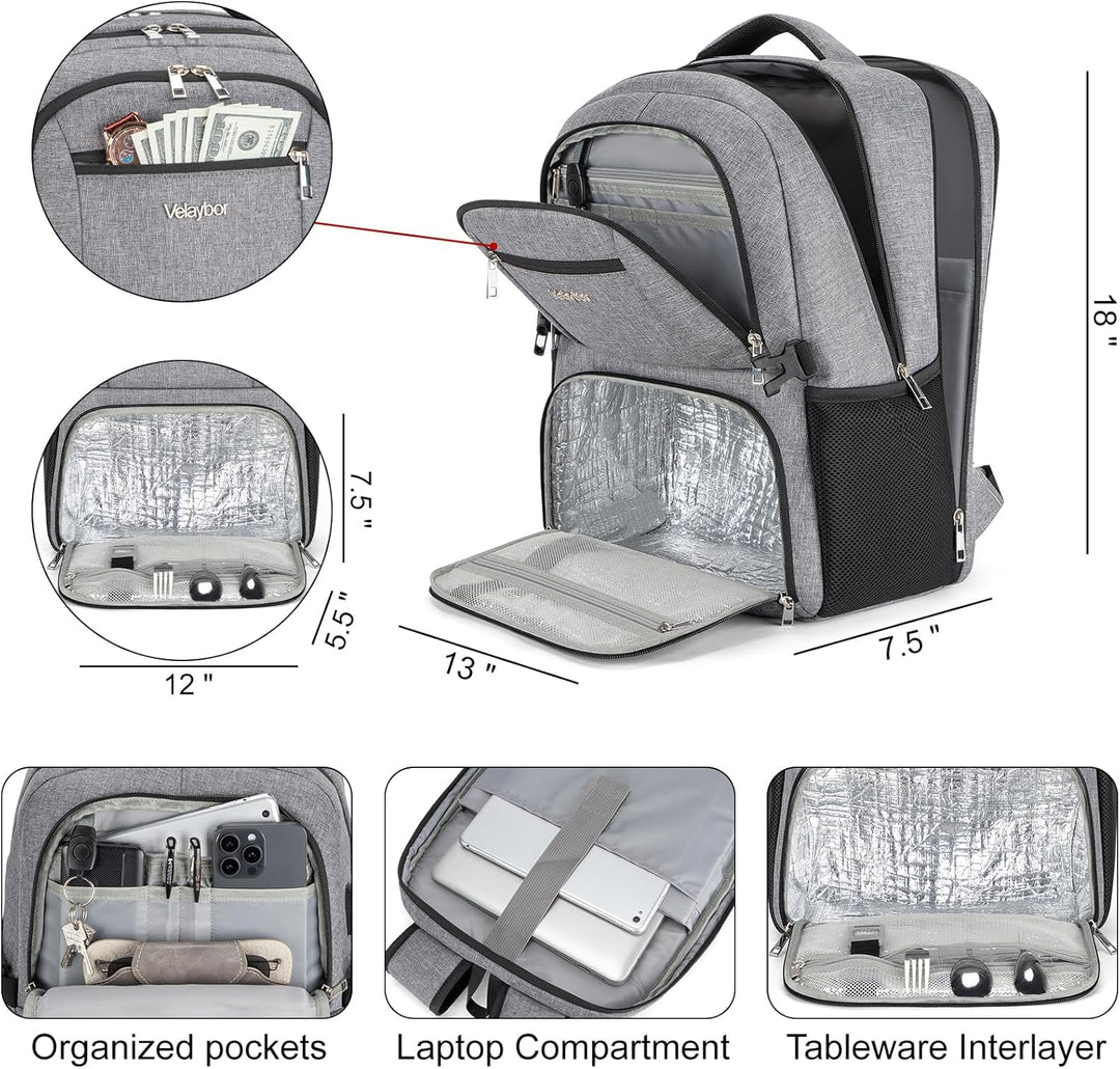 Velaybor Mochila de almuerzo aislada para laptop de 17 pulgadas, mo...