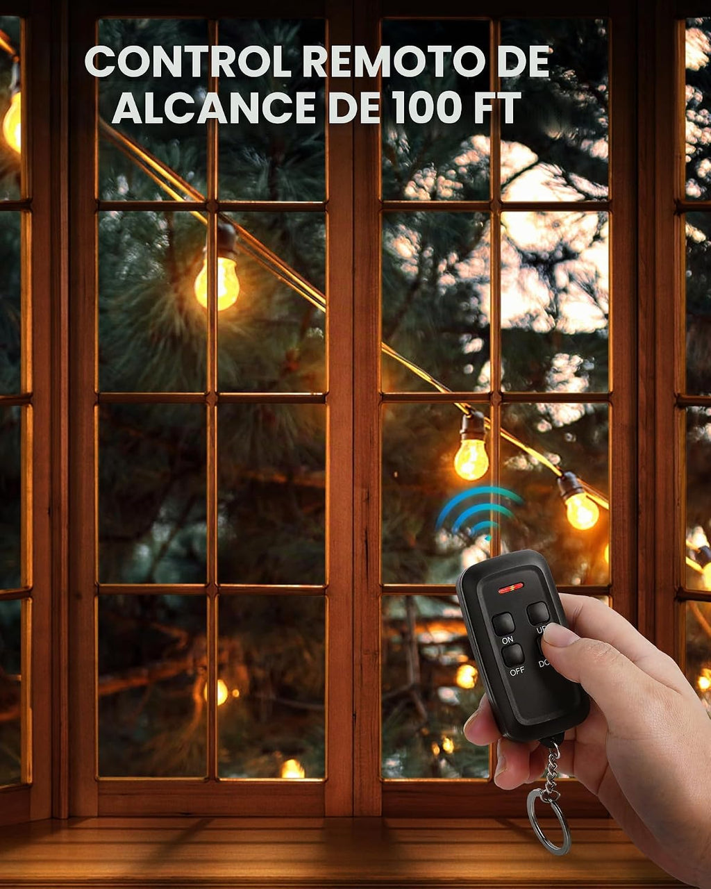 Lámpara DEWENWILS - Enchufe de atenuación remoto para luces de cadena de exteriores, 2 tomas de tierra