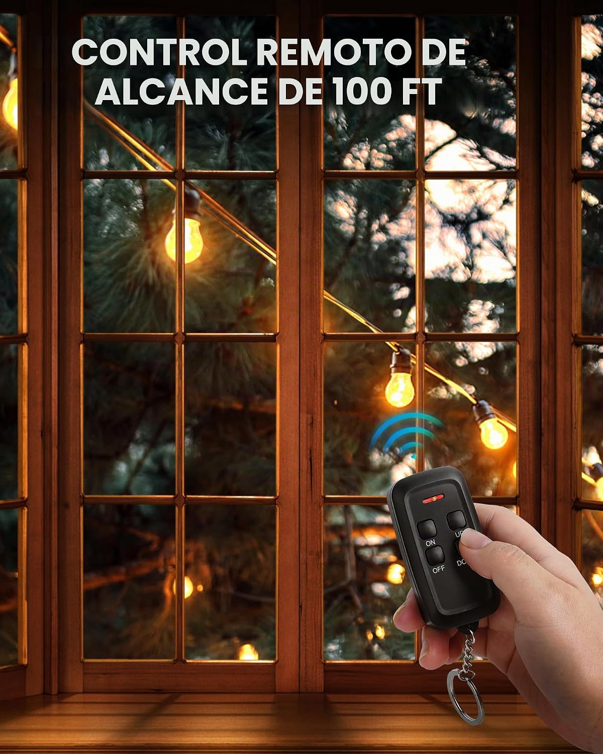 Lámpara DEWENWILS - Enchufe de atenuación remoto para luces de cadena de exteriores, 2 tomas de tierra