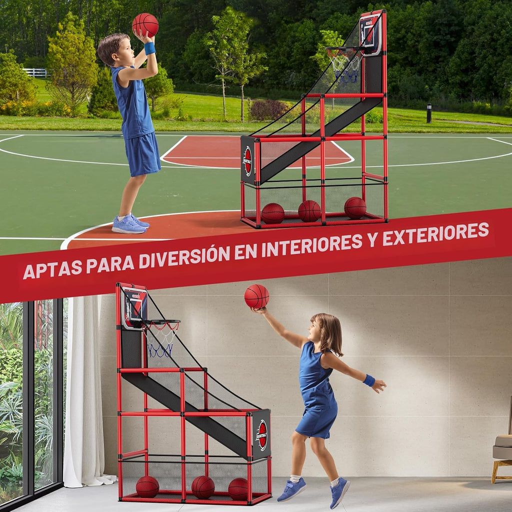 Juego de Baloncesto Arcade para Interiores y Exteriores, Aro de Baloncesto para Niños