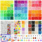 Gionlion Kit de pulsera de cuentas de poni de 96 colores, 3550 piezas, 5 cajas de pulseras de la amistad con cuentas de letras de 0.236 x 0.394 pulgadas, cuentas de arco iris para pulseras, joyería y llavero, regalo para el día de la madre