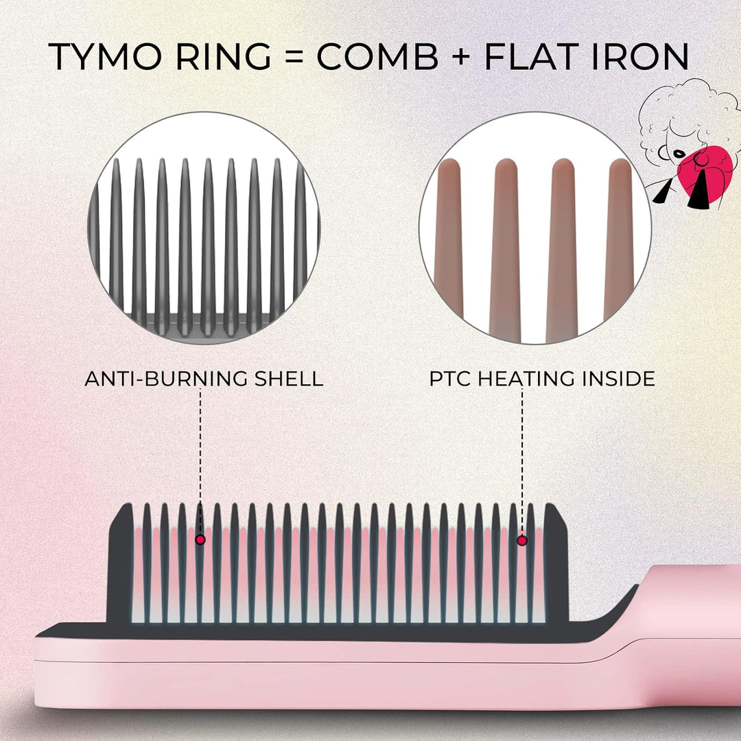 TYMO Spray protector de calor para el cabello + cepillo alisador de...