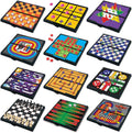 Gamie Juegos de viaje de tablero magnético para niños, incluye 12 juegos divertidos retro, diseño compacto de 5 pulgadas, artículos esenciales de viaje en caja individual para niños de 4 a 8, 8 a 12 años, viajes por carretera, avión, campamento, para toda