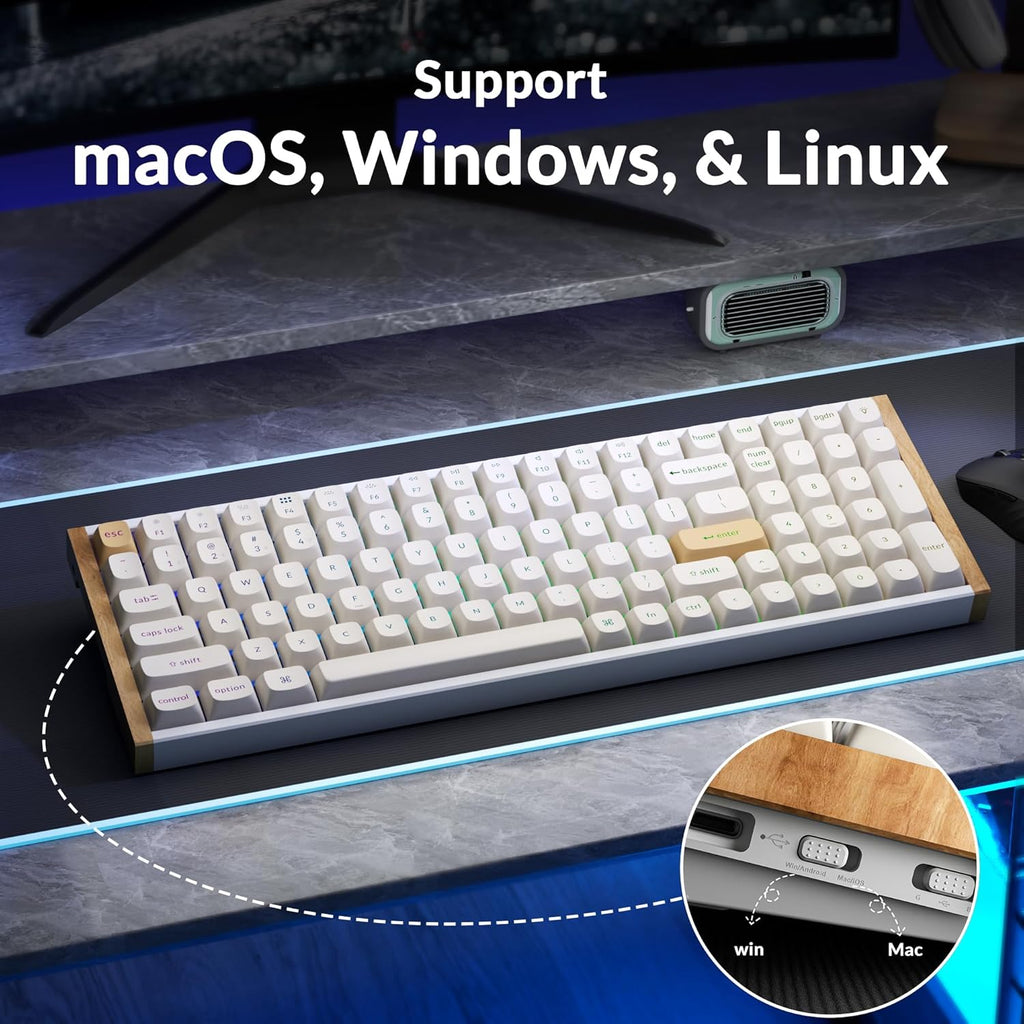 Keychron K4 HE - Teclado inalámbrico de efecto Hall al 96% con almohadilla numérica, interruptores magnéticos de disparo rápido, lanzador QMK, 2.4 GHz/Bluetooth/cableado, Mac y ventanas, marco de