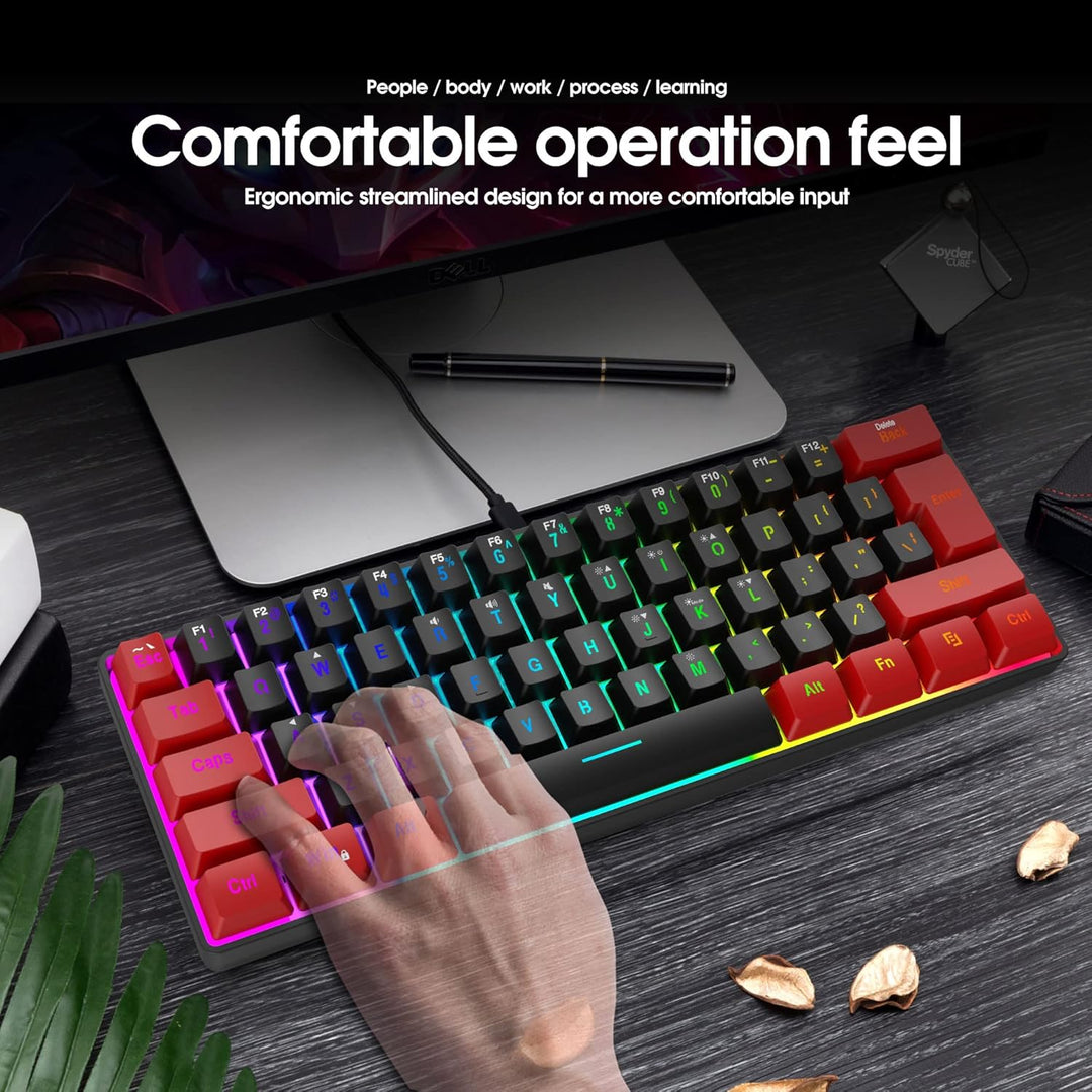Snpurdiri - Teclado para videojuegos 60% con cable, ultra compacto,...