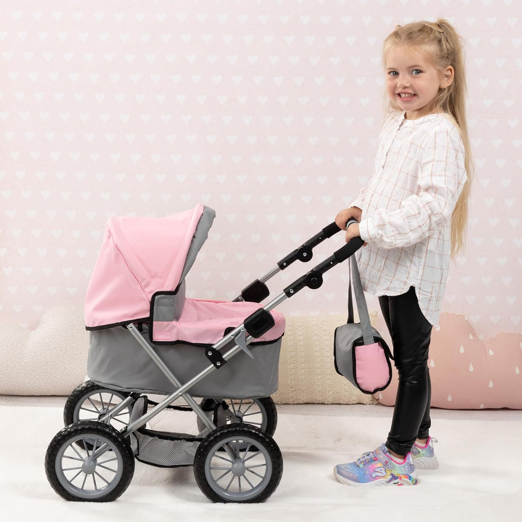 Bayer Design Cochecito Trendy para muñeca bebé en gris/rosa