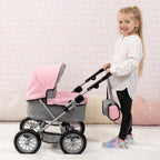 Bayer Design Cochecito Trendy para muñeca bebé en gris/rosa
