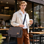 ESTARER Bolso Bandolera para Hombres 17-17.3 Pulgadas, Bolso para Laptop Resistente al Agua, de Lona, Bolso para Computadora al Hombro, Maletín para Trabajo, Universidad, Viaje, Gris