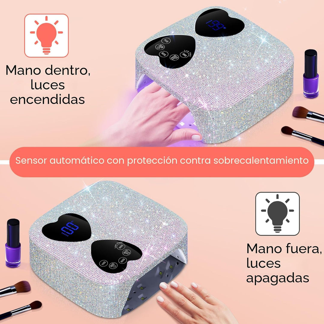 HUITINE - Lámpara de uñas LED UV, inalámbrica, 80 W, recargable, lu...