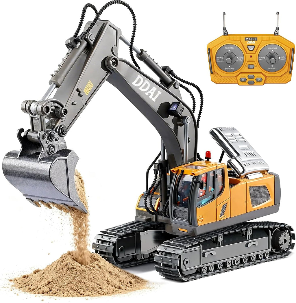 Excavadora con control remoto para niños de 4 a 7 años, 8 a 12