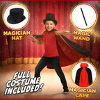 Kit de magia para niños | Juego de trucos de magia para niños de 6 8 10 12 años | Disfraz de mago para juego de simulación con guía fácil de seguir e instrucciones en video incluidas