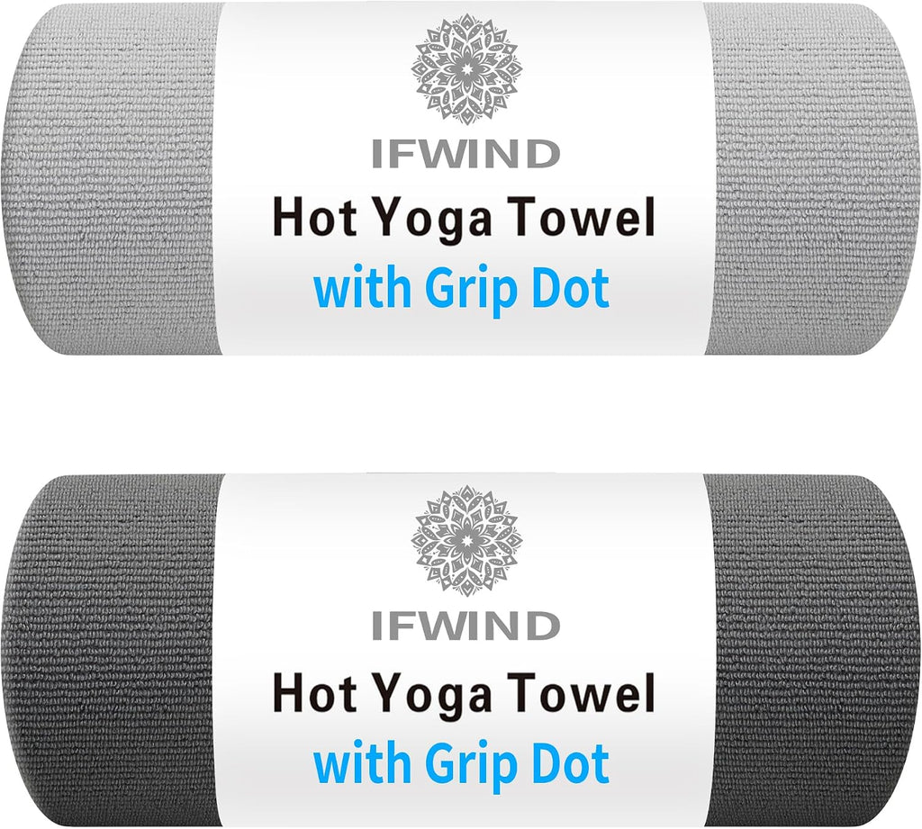 Paquete de 2 toallas de esterilla de yoga con punto de agarre, toalla antideslizante de yoga caliente, toalla absorbente de microfibra para sudar, Bikram Pilates Fitness