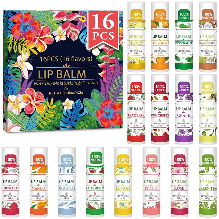 VISRIE Paquete de 16 bálsamos labiales, bálsamo labial natural a gr...