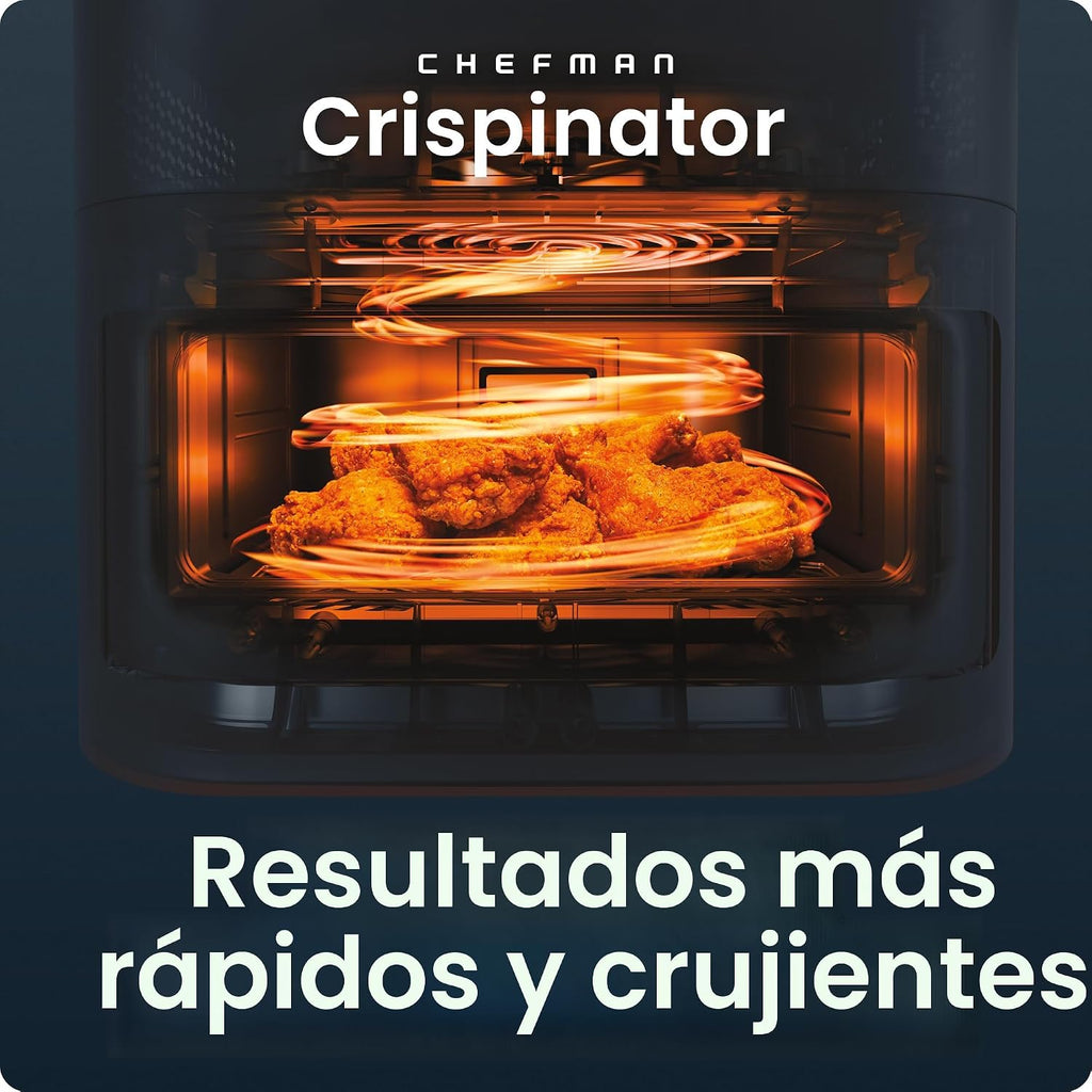 Chefman Crispinator - Freidora de aire 6 en 1 con capacidad de 8 cuartos de galón, temperatura máxima de 450 °F con tecnología TurboFry Pro para resultados rápidos y uniformes, ventana de visión