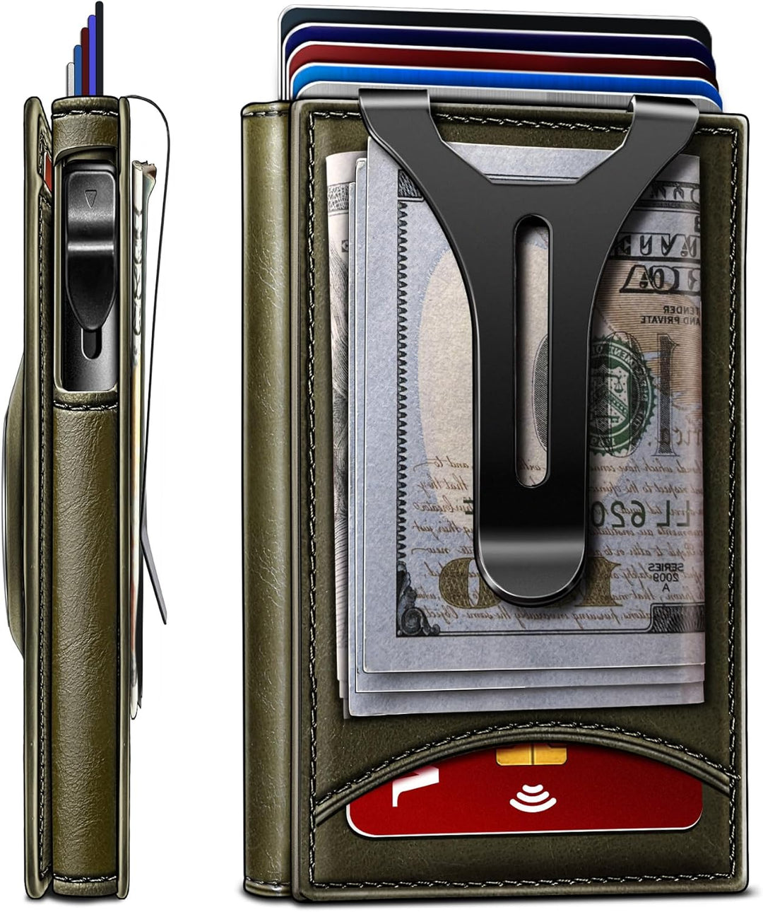 BULLIANT Billetera con clip para dinero, billetera delgada para reg...