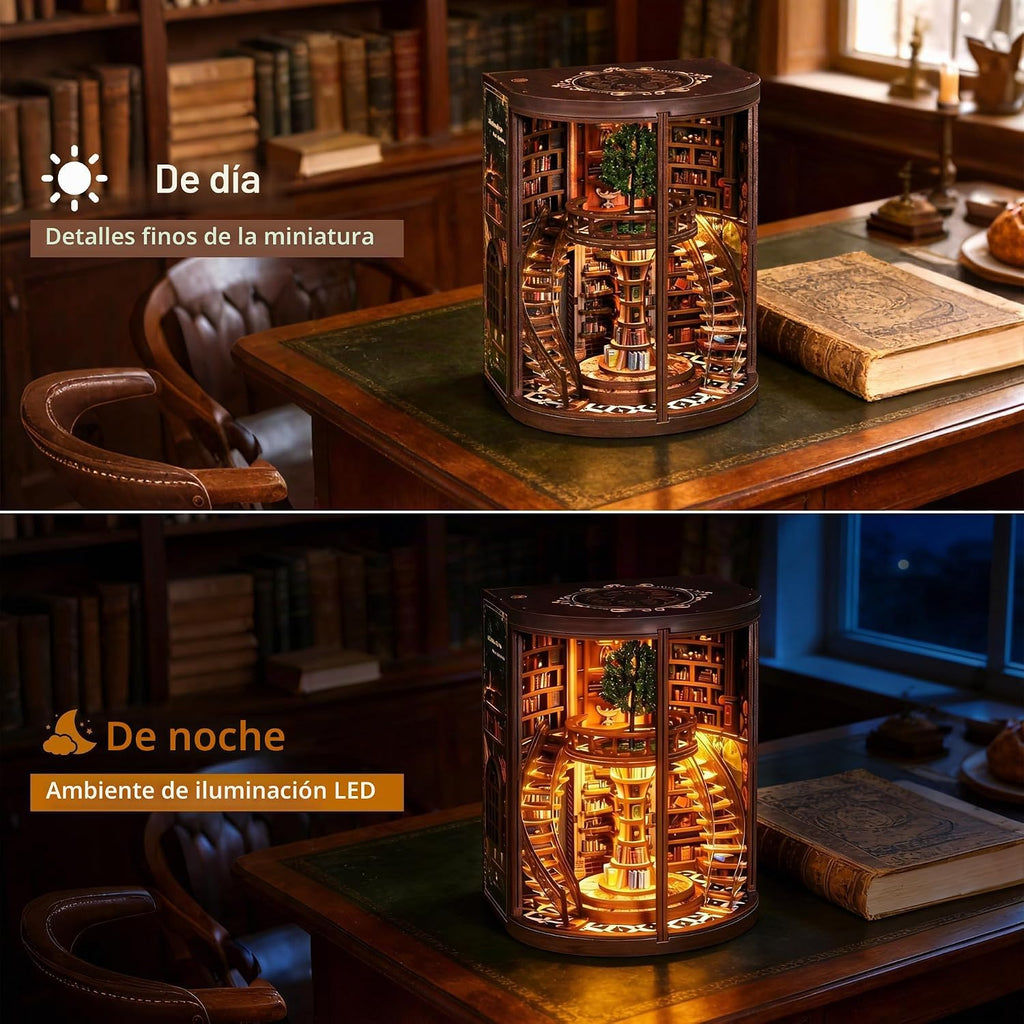 CRIOLPO Kit DIY de rincón de libros Casa en miniatura con luces LED