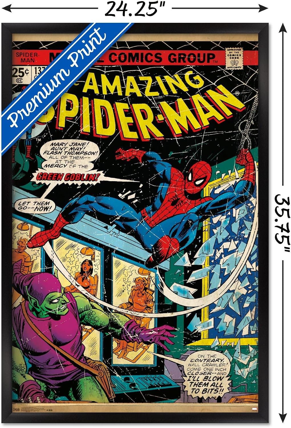 Trends International Marvel Comics - Spider-Man - Portada #137 Póster de pared, 22,375" x 34", versión con marco negro