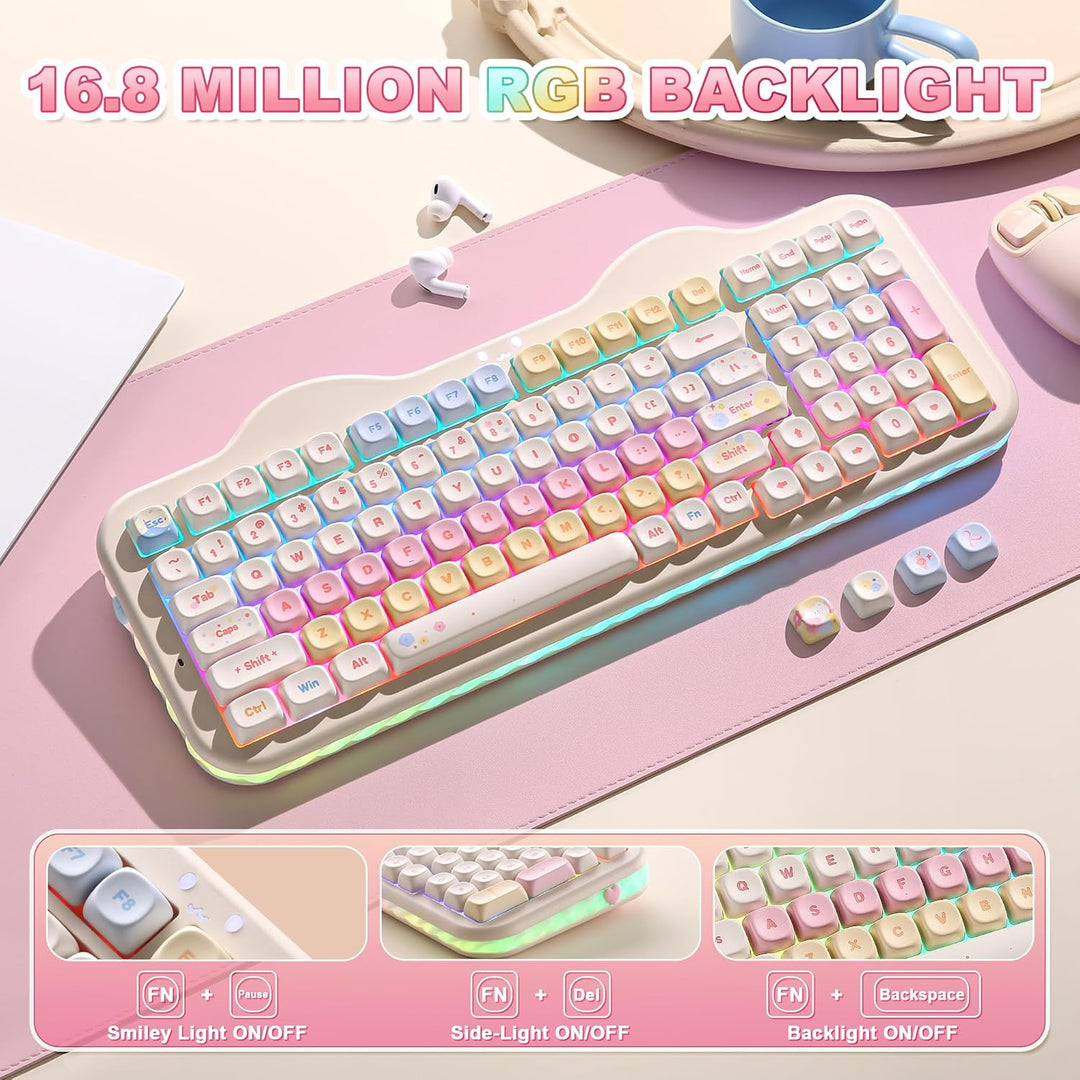 YUNZII Teclado mecánico inalámbrico C98 con teclado numérico, 99 te...
