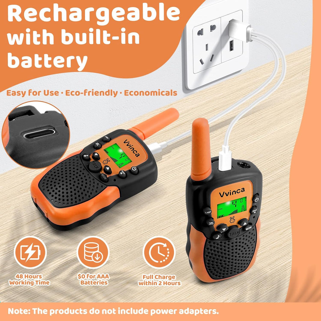 Vvinca Walkie Talkies para niños recargables, juguetes y regalos pa...