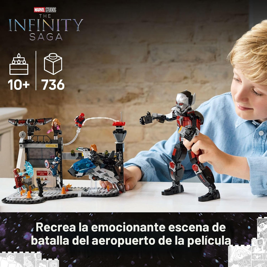 LEGO Marvel Capitán América: Guerra Civil Juego de Construcción de Batalla de Acción - Juguete de Superhéroe de Marvel para Niños, Niños y Niñas, Edades 10+ - con 8 Minifiguras y Hormiga Gigante