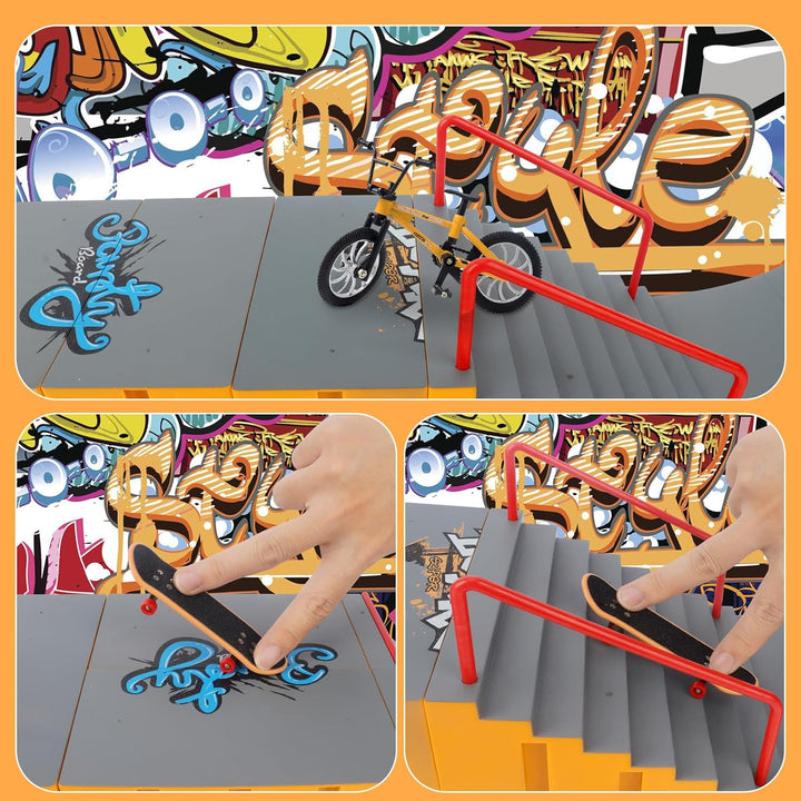 RNGODO Finger Skateboard Park Kits, juego de rampa de patineta de d...