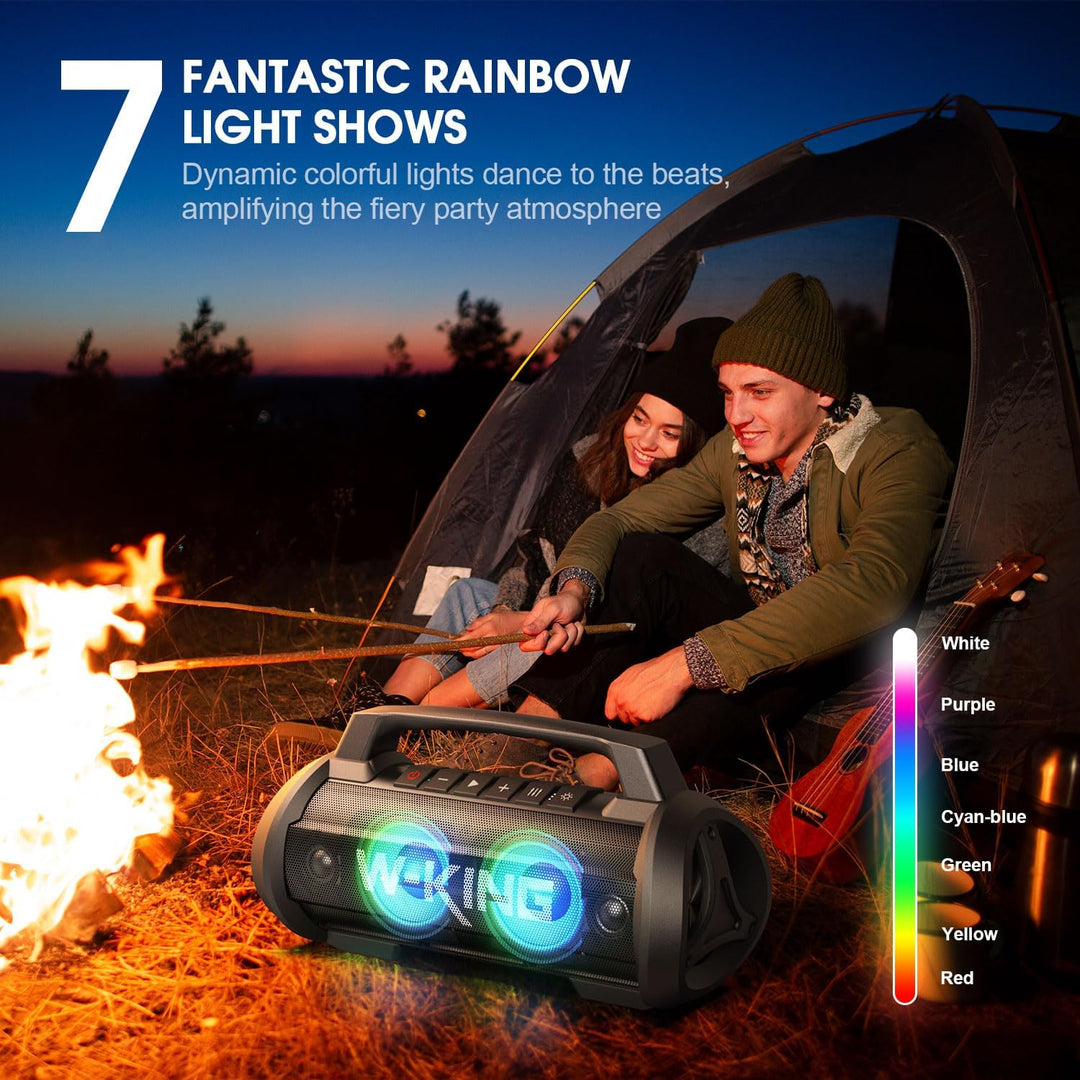 W-KING Altavoz Bluetooth portátil con micrófono inalámbrico, 120 W...