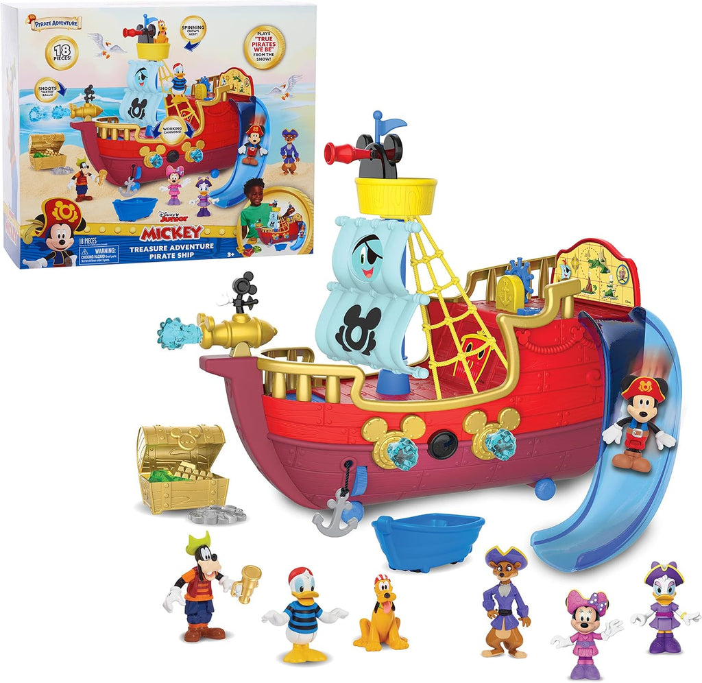Disney Junior Mickey Mouse Funhouse Treasure Adventure Pirata Barco Set de Juego