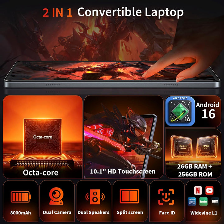 Tablet Android con teclado - Android 16 tableta con 26 GB+256 GB+2...