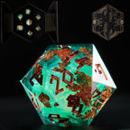 HEIMDALLR Juego de dados de núcleo líquido con la primera caja de visualización LED - Juego de 7 dados DND de borde afilado pintado a mano con caja de regalo - Juego de dados de resina de Dungeons and