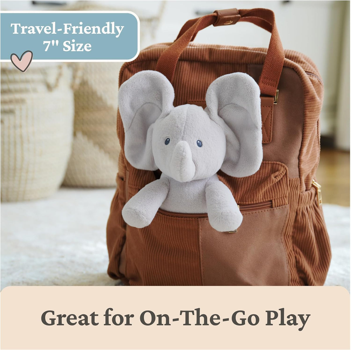 GUND Baby Peek--Boo Flappy 7-Inch Elephant Squeeze-Activated Plush Toy