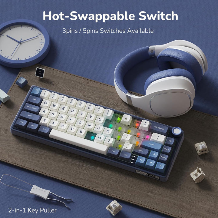 RK ROYAL KLUDGE R65 Teclado para juegos con cable con perilla de vo...