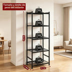 Estantes de almacenamiento, estantería de metal de 5 niveles con patas niveladoras, organizador de estantes para organización de garaje, cocina, despensa y armario, 17.7 x 11.8 x 56.3