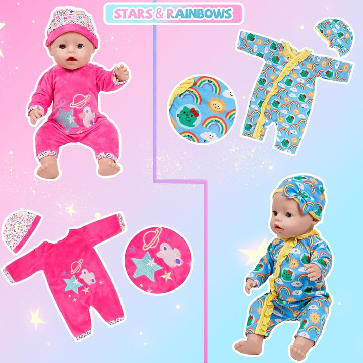WONDOLL 6 juegos de ropa para muñecas bebé de 14 a 16 pulgadas, con...