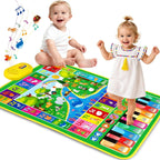 Juguetes para bebés para regalos de 1 año: tapete de juego de música de piano animal con alfabeto 3 en 1
