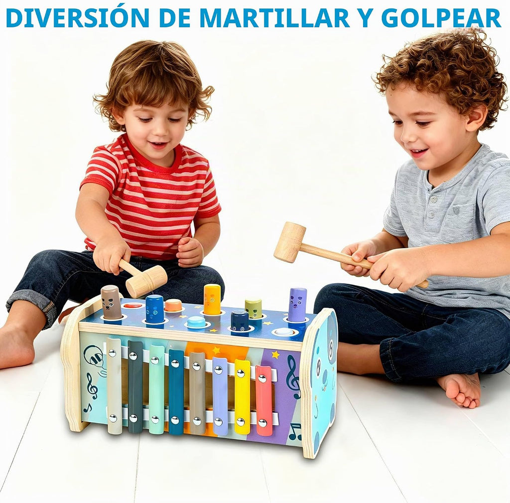 Juguetes Montessori de madera para martillar para niños de 1