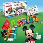 Tytan Juego oficial de azulejos magnéticos de tren gigante de Mickey Mouse Junior de Disney – 112 piezas de juguete STEAM con cubos magnéticos, bases con ruedas, calcomanías reutilizables y manual de