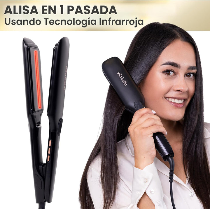 ELLA BELLA® Plancha plana de titanio para alisar el cabello (con in...