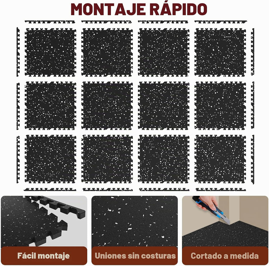 Suelo de gimnasio 0.56"/ 0.79" de grosor con parte superior de goma, tapete